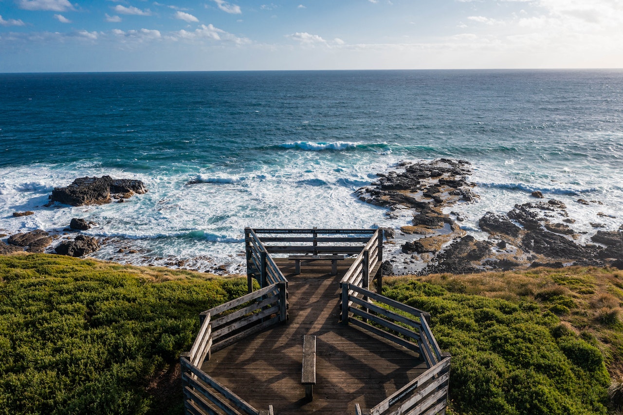 Dock in front of the beautiful beach in Australia