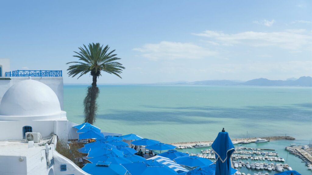 An image of an accommodation in Santorini with a view