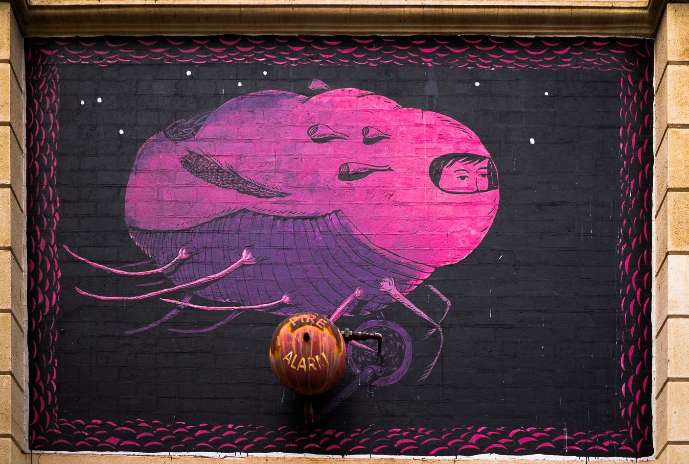 Besides Perth museums, art like this street graffiti can be found in random places in the city