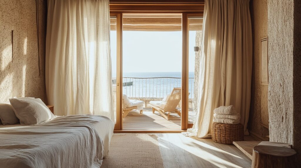 Interior of Gouvia Greece Seaside Hotel with light-filled decor